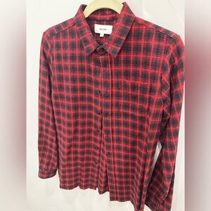 Levi's Women's Red and Black Plaid Button-Down Shirt